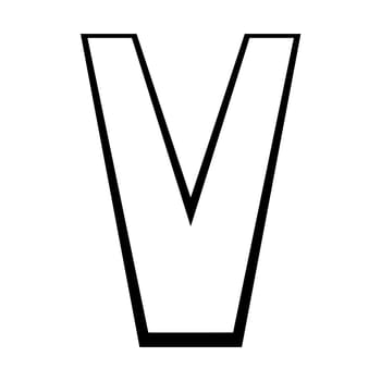 Logo letter v, tall slender font letter v perspective height