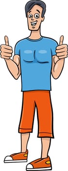 Cartoon illustration of happy young man comic character
