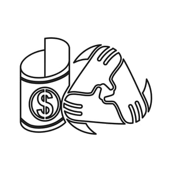 Money Roll Commitment Teamwork Together Outline Logo  