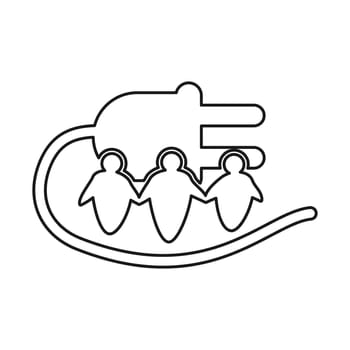plug electric Commitment Teamwork Together Outline Logo