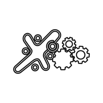 gear machine Commitment Teamwork Together Outline Logo vector