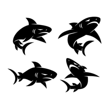 Shark Aggressive logo design vector set illustration template