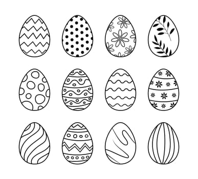 Easter eggs set doodle style. Set of easter eggs icon hand drawn isolated on white background.