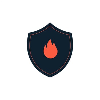 Shield with flame sign. Protection fire shield burn Vector icon. Stock vector illustration isolated