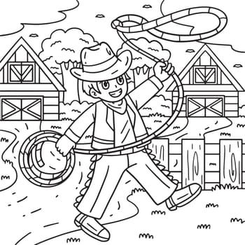 A cute and funny coloring page of a Cowboy with Lasso. Provides hours of coloring fun for children. To color, this page is very easy. Suitable for little kids and toddlers.
