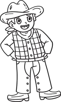 A cute and funny coloring page of a Cowboy. Provides hours of coloring fun for children. To color, this page is very easy. Suitable for little kids and toddlers.