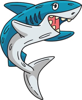 This cartoon clipart shows a Smiling Shark illustration.