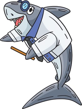 This cartoon clipart shows a Professor Shark with an Easel and Canvas illustration.