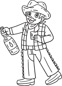 A cute and funny coloring page of a Cowboy with Whiskey. Provides hours of coloring fun for children. To color, this page is very easy. Suitable for little kids and toddlers.