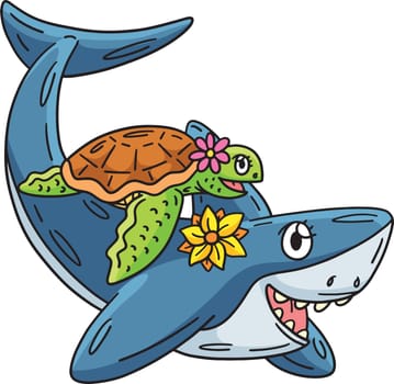 This cartoon clipart shows a Shark and Turtle illustration.
