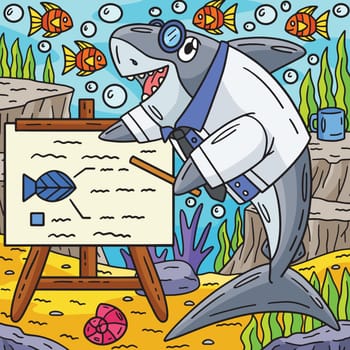This cartoon clipart shows a Professor Shark illustration.