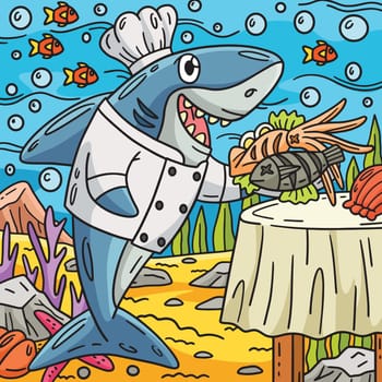 This cartoon clipart shows a Chef Shark illustration.