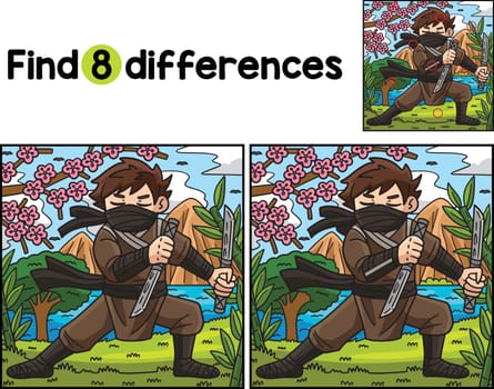 Find or spot the differences on this Ninja with Ninjato kids activity page. A funny and educational puzzle-matching game for children.