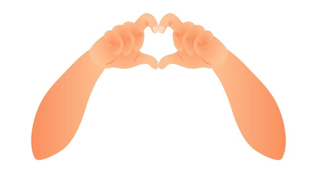 Hands in the shape of a heart. Heart shaped hand gesture isolated on white background. Vector illustration.