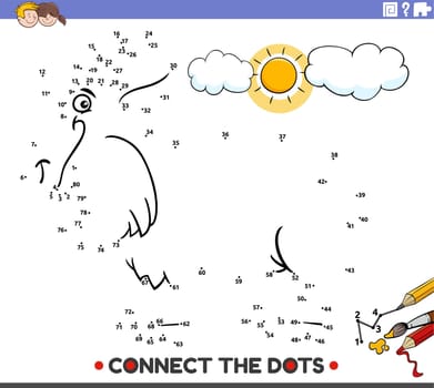 Cartoon illustration of educational connect the dots activity with goat animal character