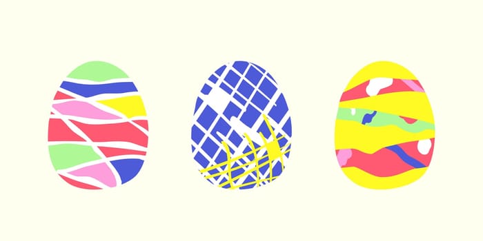 Happy easter. Set of Easter eggs. Easter symbol with abstract pattern in retro style. Vector illustration
