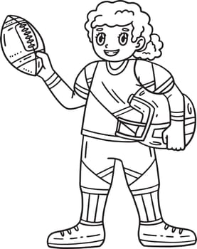 A cute and funny coloring page of an American Football Female Player. Provides hours of coloring fun for children. To color, this page is very easy. Suitable for little kids and toddlers.