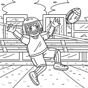 A cute and funny coloring page of an American Football Player about to Catch. Provides hours of coloring fun for children. To color, this page is very easy. Suitable for little kids and toddlers.
