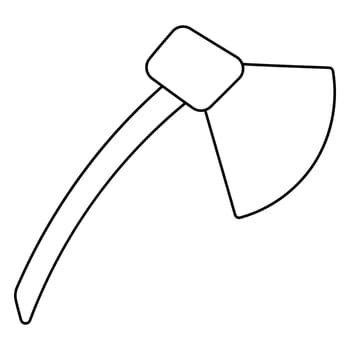 An ax is a metal tool with a wooden handle for use in the garden, at home, and outdoors. Sharp weapon. Chop wood and use it in construction. Hand drawn vector illustration. Icon, element, line.