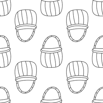 easter wicker basket hunting eggs pattern line doodle vector illustration