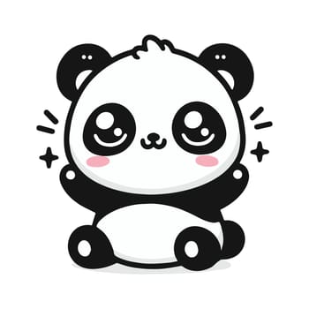 Cute Kawaii Panda Bear Mascot. Cartoon Funny Smiling Happy Panda Sticker. Vector illustration