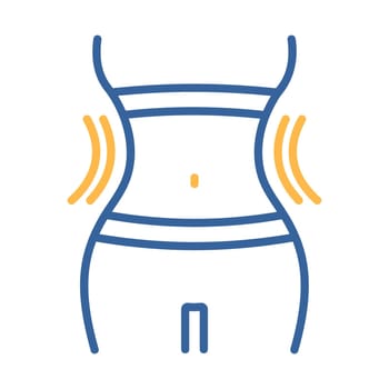 Weight loss icon with woman's waist. Slim female body sign. Graph symbol for fitness and weight loss web site and apps design, logo, app, UI