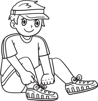 A cute and funny coloring page of a Tennis Boy Wearing Tennis Shoes. Provides hours of coloring fun for children. To color, this page is very easy. Suitable for little kids and toddlers.