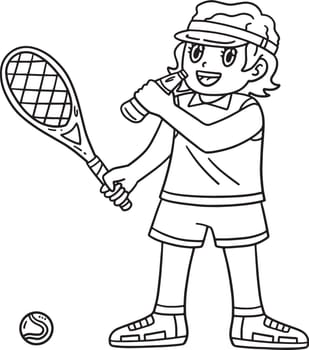 A cute and funny coloring page of a Tennis Female Player Drinking. Provides hours of coloring fun for children. To color, this page is very easy. Suitable for little kids and toddlers.