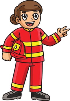 This cartoon clipart shows a Firefighter Woman illustration.