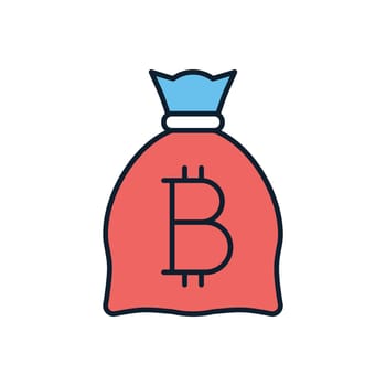 Money Bag with Bitcoin related vector icon. Isolated on white background. Vector illustration