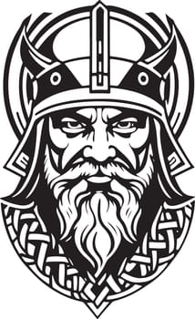Extraordinary line art style Viking head vector graphic template, Suitable for logo design, tattoo design or print on demand. Vector illustration