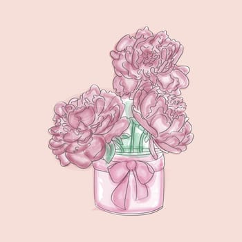 A vase placed on a table is filled with pink flowers. The flowers are blooming beautifully, adding a pop of color to the room