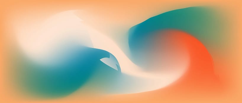 Gradient dynamic background with abstract swirl of blue and orange on a beige background. Blurred mixed liquid gradient. Vector illustration.