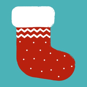 Simple flat vector illustration of a Christmas boot. Vector Christmas gift socks. Flat vector Illustration.