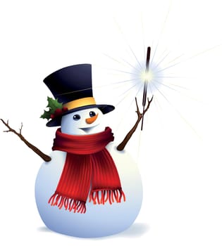 Snowman with a scarf, gloves and hat.Winter icon.Xmas and New Year elements.