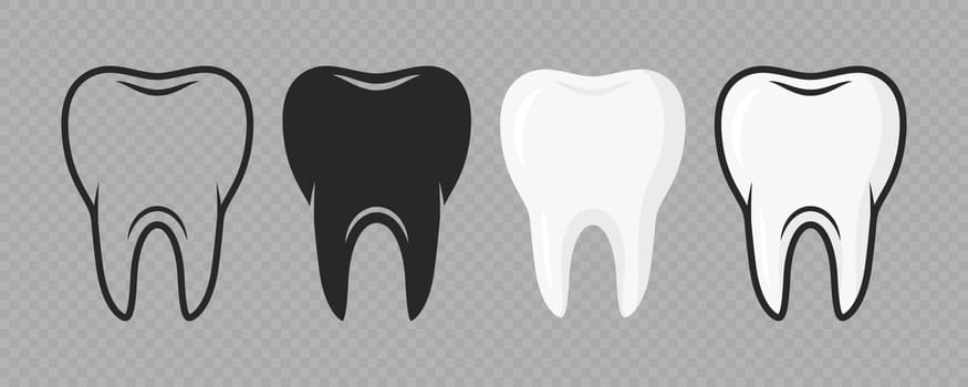 Vector Cartoon Tooth. Design Template for Promoting Dental Care and Toothpaste. Healthy Oral Hygiene Concept. Flat Vector Tooth. Front View.