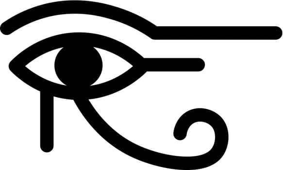 Ra eye mystical religious symbol. Spiritual Egypt god sign of traditional culture of worship and veneration. Simple black and white vector isolated on white background