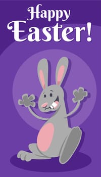 Cartoon illustration of happy Easter Bunny character greeting card design