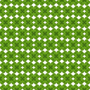 St Patrick's Day background vector seamless pattern. Green clover plant illustration, good luck, four leaf clover, lucky leaf, Irish clove