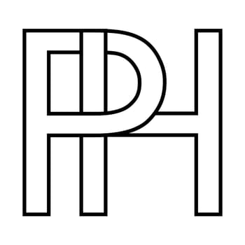 Logo sign ph hp icon double letters logotype p h