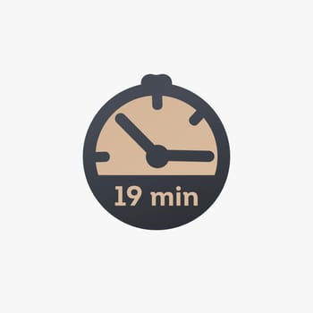 19 minutes, stopwatch vector icon. clock icon in flat style. Stock vector illustration isolated