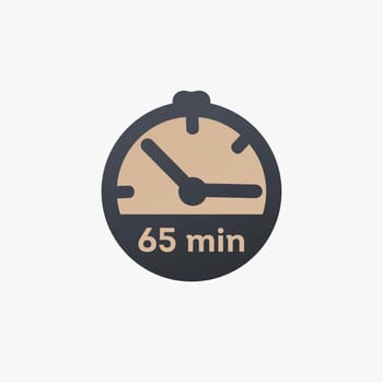 65 minutes, stopwatch vector icon. clock icon in flat style. Stock vector illustration isolated