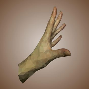 A female hand. Vector polygonal art illustration.