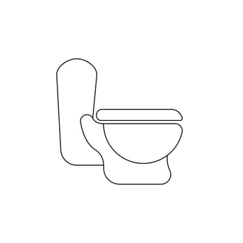 Toilet logo outline. Simple stylish linear toilet. Furniture for the vector bathroom room. Symbol toilet bowl. Vector illustration.
