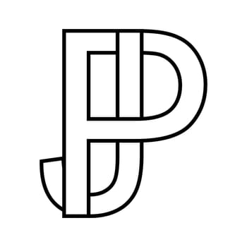 Logo sign pj, jp icon double letters logotype p j