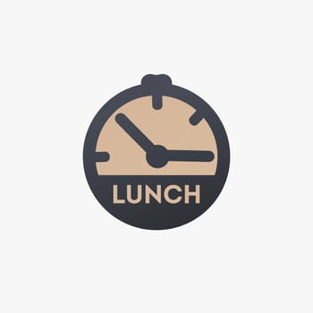 Time to eat lunch clock icon. Stock vector illustration isolated
