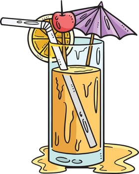 This cartoon clipart shows an Orange Cocktail illustration.