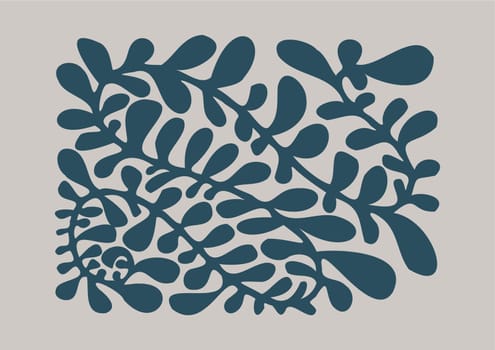 Botany leaves and twigs, ornamental motifs for decor. Adornment of flowers and flora. Pattern or decoration, tile or textile. Branches and foliage, leafages of spring. Vector in flat style