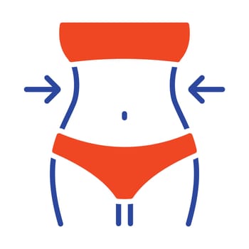 Weight loss solid icon with woman's waist. Slim female body sign. Graph symbol for fitness and weight loss web site and apps design, logo, app, UI