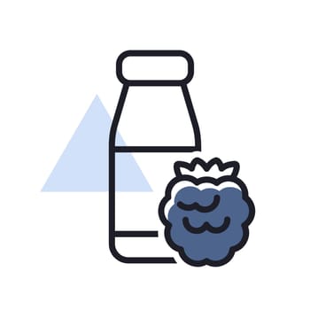 Drinkable yoghurt bottle with flavor raspberry vector icon. Dairy product sign. Graph symbol for cooking web site and apps design, logo, app, UI